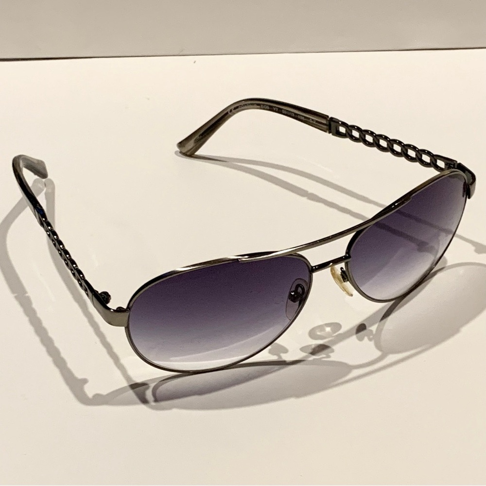 Juicy Couture Designer Aviator Sunglasses Purple Gun Metal Silver w/ Case OBO - Picture 4 of 10